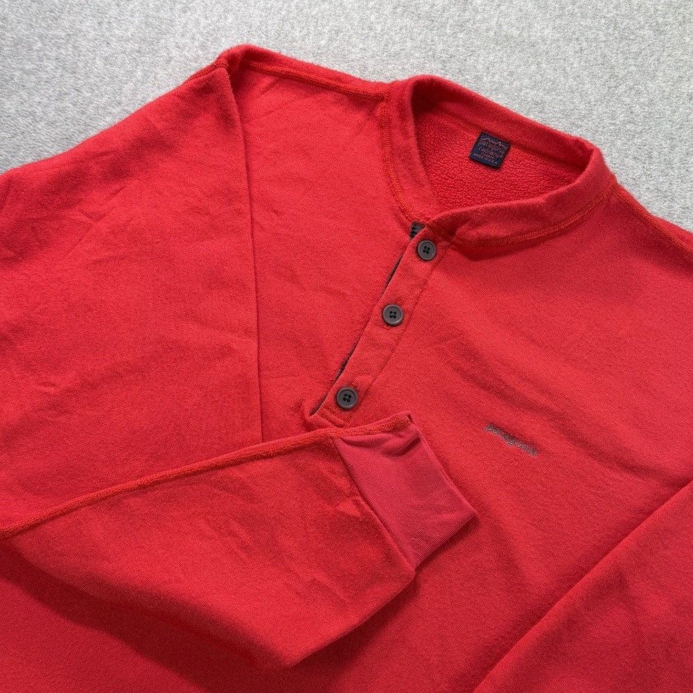 Vintage Patagonia Capilene‎ Fleece Henley Red XL Made in USA 90s Outdoor Top